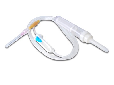 Bajada de suero, equipo microgoteo con regulador.